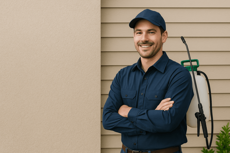 Pest and Termite Control in Yuma, AZ with a house outline and pest symbols.